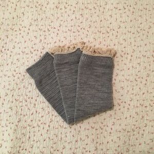 Gray Lace Edged Legwarmers